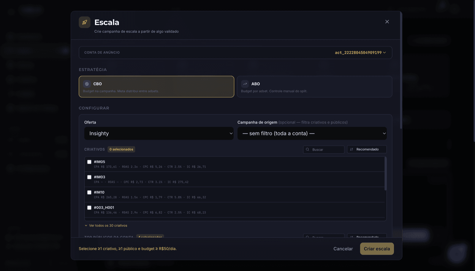 Interface do Agente de Escala no Traffic AI
